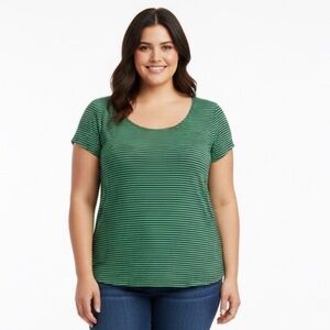 Old Navy Stretch Green Blue Thin Striped Short Sleeved Top Plus Size XXL Spring